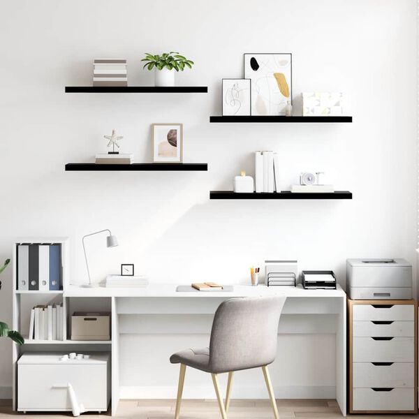 vidaXL v&aelig;ghylder 4 stk. 90x23,5x3,8 cm MDF sort h&oslash;jglans