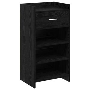 vidaXL Sko skab med skuffe Sort eg 48 x 36 x 92 cm Konstrueret tr&aelig;