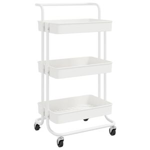 vidaXL k&oslash;kkenvogn med 3 hylder 42x35x85 cm jern og ABS hvid