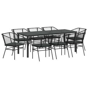 vidaXL Have Spisebordss&aelig;t 9 pcs Sort polyrattan