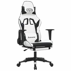vidaXL gamingstol m. massage og fodst&oslash;tte kunstl&aelig;der hvid sort