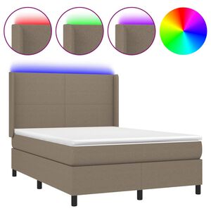 vidaXL kontinentalseng med LED-lys 140x190 cm stof gr&aring;brun