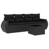 vidaXL sofas&aelig;t til haven 5 dele med hynder polyrattan sort