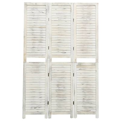 vidaXL 3-panels rumdeler 105x165 cm massivt træ antik hvid