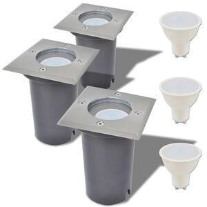 vidaXL LED-nedgravningsspots 3 stk. firkantet