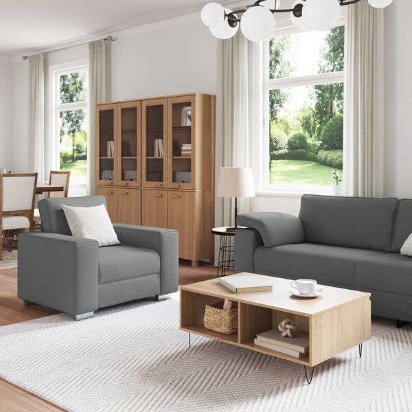 vidaXL Sofa 3 pcs M&oslash;rkegr&aring; 219 x 80 x 82 cm Linned-blandet stof