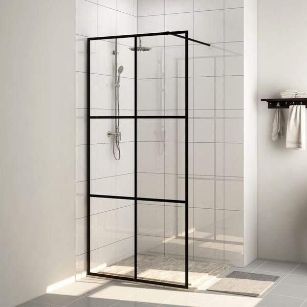 vidaXL brusevæg 100x195 cm klart sikkerhedsglas sort