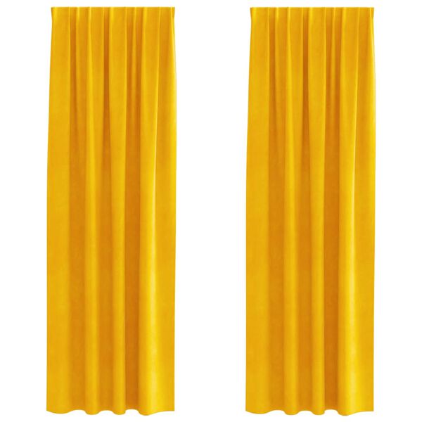 vidaXL M&oslash;rkl&aelig;gningsgardiner 2 pcs Sennepsgul 140 x 260 cm Fl&oslash;jl