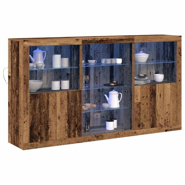 vidaXL LED Sideboard Gammelt tr&aelig; 181,5 x 37 x 100 cm Konstrueret tr&aelig;
