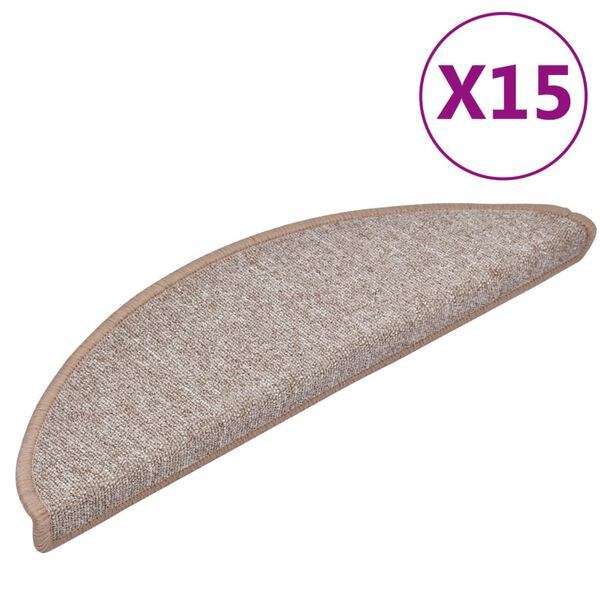 vidaXL trappem&aring;tter 15 stk. 56x17x3 cm lysebrune halvrunde