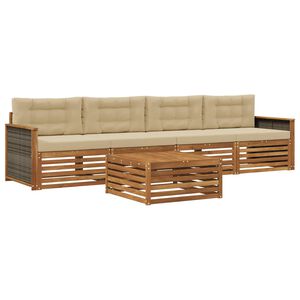vidaXL Udend&oslash;rs sofagruppe med pude 5 pcs Naturlig og Beige
