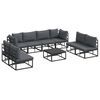 vidaXL Havesofa S&aelig;t 9 stk. Sort Aluminium