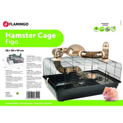 FLAMINGO hamsterbur Figo 58x38x40 cm sort og brun