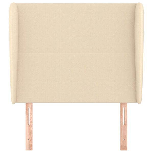 vidaXL sengegavl med kanter 93x23x118/128 cm stof cremefarvet