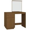 vidaXL makeupbord 95x50x134 cm massivt fyrretr&aelig; gyldenbrun