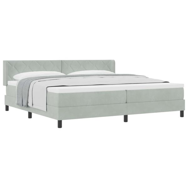 vidaXL Box spring seng med madras Lysegr&aring; 200 x 200 cm Polyester