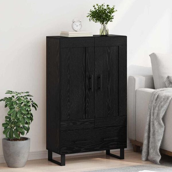 vidaXL Highboard med skuffe Sort eg 69,5 x 31 x 115 cm Konstrueret tr&aelig;