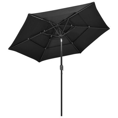 vidaXL parasol med aluminiumsstang i 3 niveauer 2,5 m antracitgrå