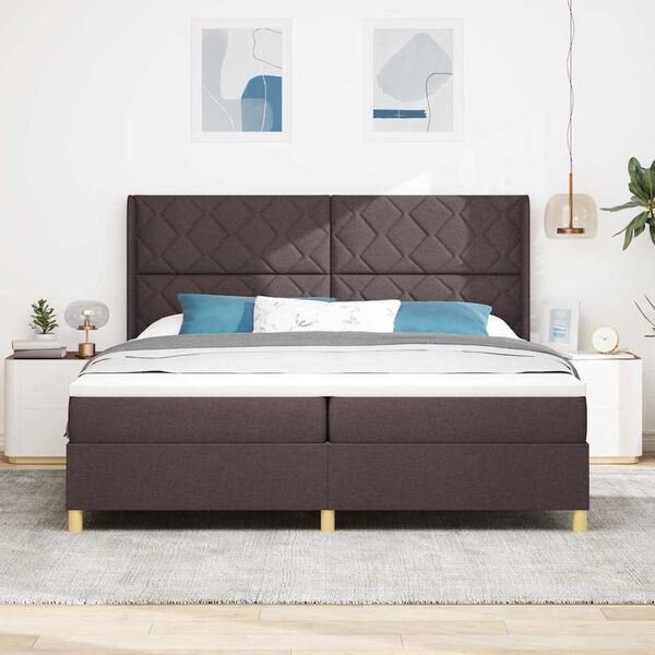 vidaXL Box spring seng med madras Brun 200 x 200 cm Stof