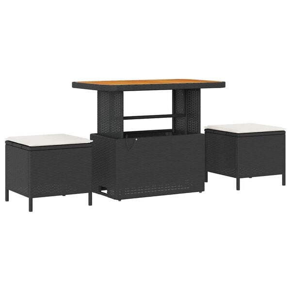 vidaXL Havesofa S&aelig;t med pude 9 pcs Sort polyrattan