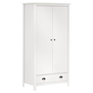 vidaXL kl&aelig;deskab med 2 l&aring;ger Hill 89x50x170 cm massivt fyrretr&aelig; hvid