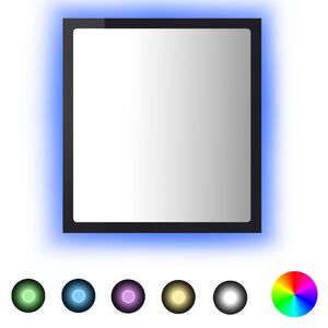 vidaXL badev&aelig;relsesspejl med LED-lys 40x8,5x37 cm akryl sort h&oslash;jglans