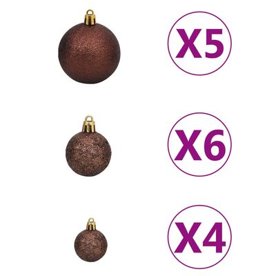 vidaXL kunstigt omvendt juletræ med lys og kuglesæt 120 cm