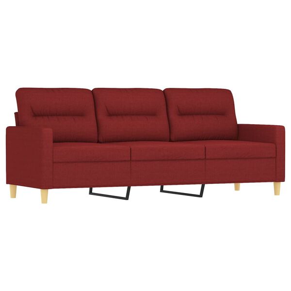 vidaXL 3-personers sofa med puder og hynder 180 cm stof vinr&oslash;d