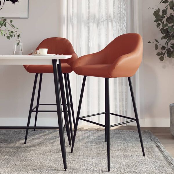 vidaXL barstole 2 stk. kunstl&aelig;der lysebrun