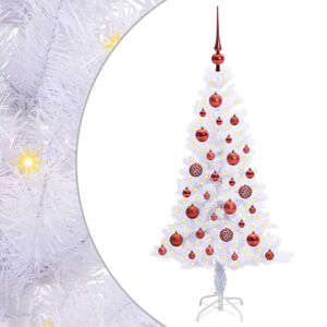 vidaXL Kunstigt juletr&aelig; med 150 LED'er Hvid 120 cm PVC og St&aring;l