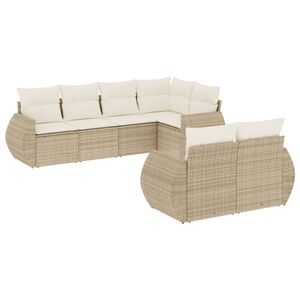 vidaXL sofas&aelig;t til haven 7 dele med hynder polyrattan beige