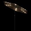 vidaXL haveparasol med LED-lys og stålstang 223x223x213 cm brun