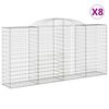 vidaXL buede gabionkurve 8 stk. 300x50x140/160 cm galvaniseret jern