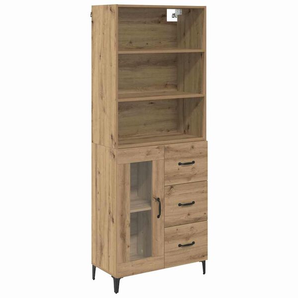 vidaXL Highboard Artisan Egetr&aelig; 69,5 x 34 x 180 cm Konstrueret tr&aelig;