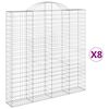 vidaXL buede gabionkurve 8 stk. 200x30x200/220 cm galvaniseret jern