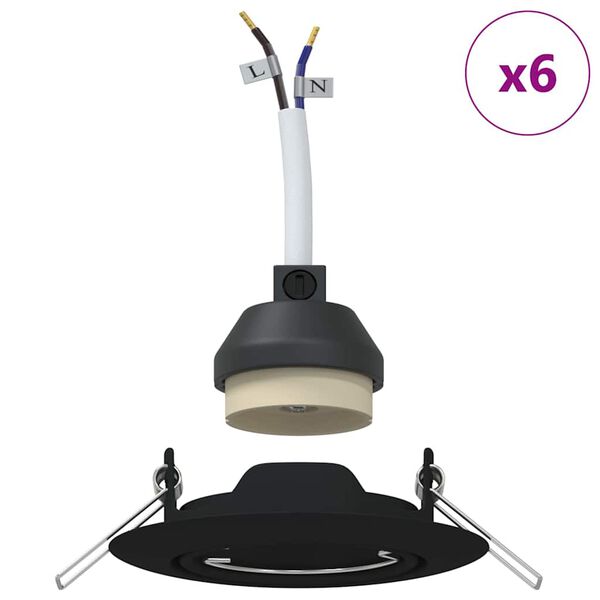 vidaXL Spotlight 6 pcs Sort 9 x 9 x 2.5 cm Metal