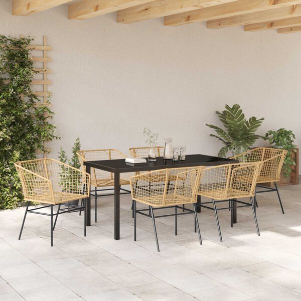 vidaXL Have Spisebordss&aelig;t 7 pcs Brun polyrattan