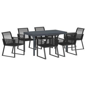 vidaXL Have Spisebordss&aelig;t 7 pcs Sort polyrattan