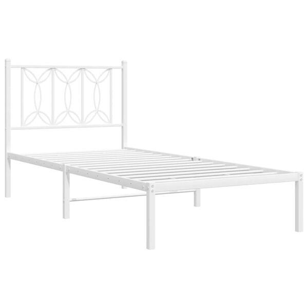 vidaXL sengeramme med sengegavl 90x200 cm metal hvid