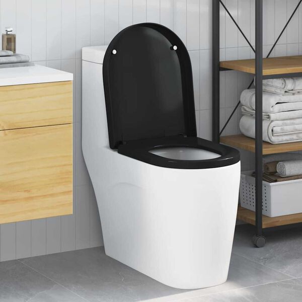 vidaXL Toilet sæde Indstillelig Sort 48 x 36,5 x 4,5 cm Polypropylen