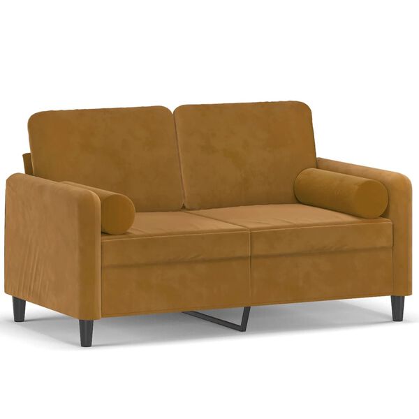 vidaXL 2-personers sofa med puder og hynder 120 cm velour brun