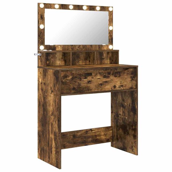 vidaXL Sovev&aelig;relsessminkeborde med skuffe R&oslash;get eg 80 x 39,6 x 135 cm