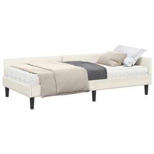 vidaXL Hj&oslash;rnesengramme med Madras 2 stk. Creme 80 x 200 cm Fl&oslash;jl