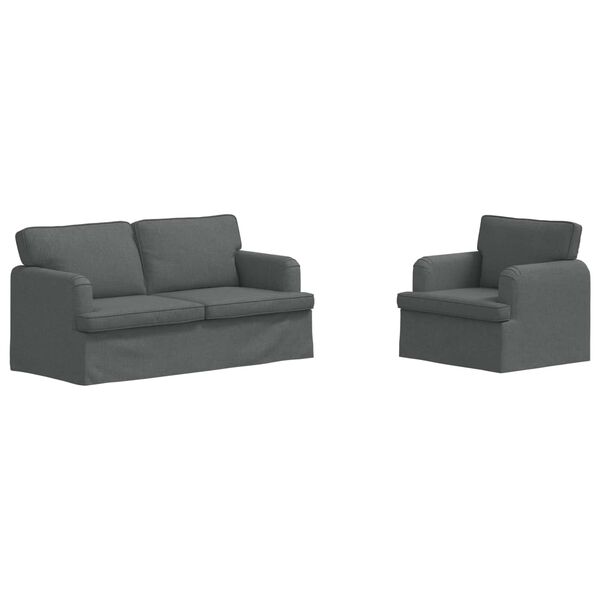 vidaXL Sofa S&aelig;t 2 pcs M&oslash;rkegr&aring; 162 x 80 x 85 cm Stof