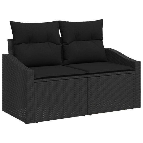 vidaXL Havesofa S&aelig;t med pude med opbevaring 6 pcs Sort polyrattan