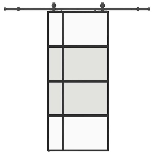 vidaXL skyded&oslash;r med hardwares&aelig;t 90x205 cm h&aelig;rdet glas sort