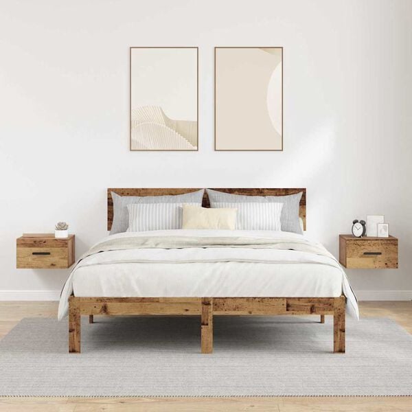 vidaXL Natskab 2 pcs Gammelt tr&aelig; 35 x 35 x 20 cm Konstrueret tr&aelig;