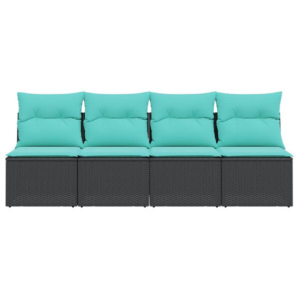 vidaXL 4-personers havesofa med hynder polyrattan sort