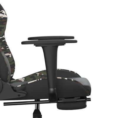 vidaXL gamingstol m. massage og fodstøtte kunstlæder sort camouflage