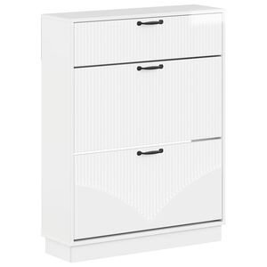 vidaXL Sko skab HOORN 78 x 24 x 100 cm Konstrueret tr&aelig; Hvid h&oslash;jglans